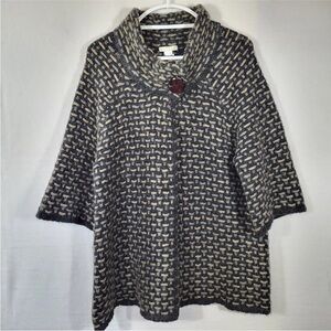 🪴Tweeds 3X Gray & Camel Cardigan Sweater